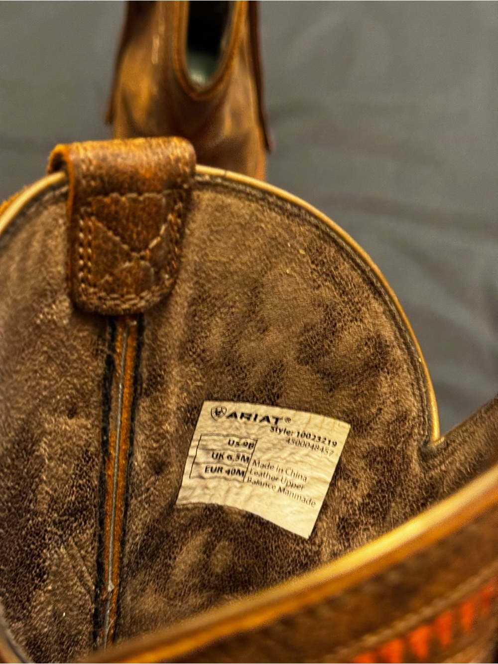 Ariat Brown Leather Western Heeled Boots with Red Stitching - Picture 9 of 10